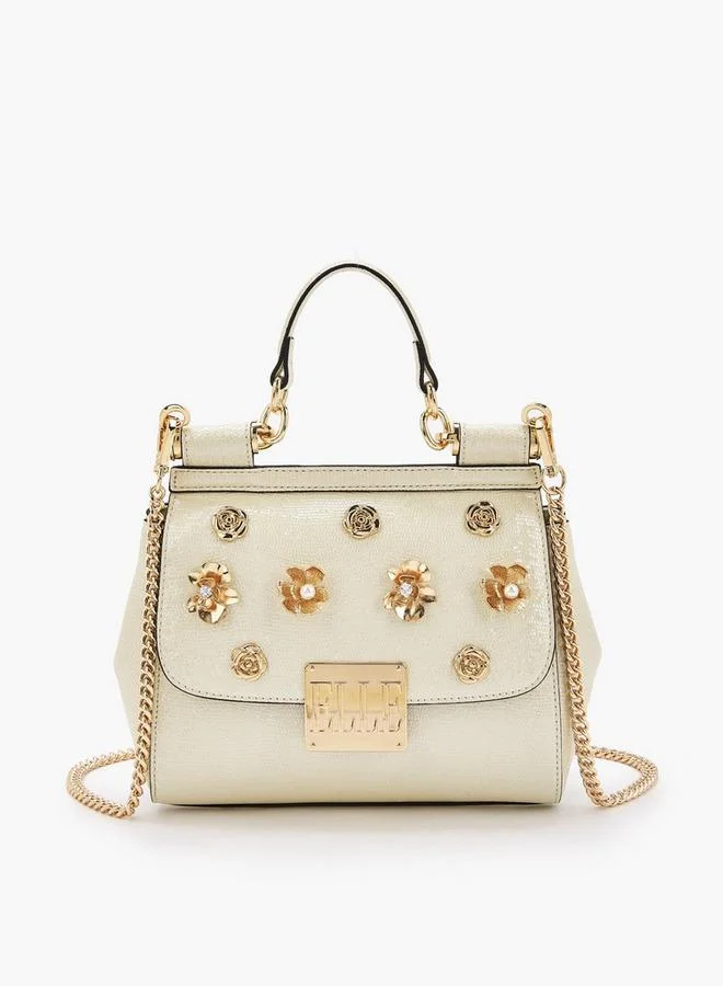 ايل Floral Embellished Satchel Bag With Chain Strap Ramadan Collections